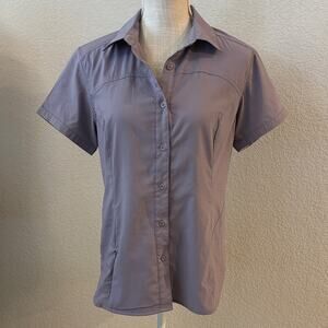 Magellan Fishing Gear MagWick Women's Purple Short Sleeve Button-Up Top Medium